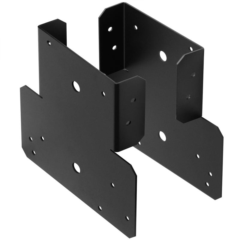 MOUNTAIN_ARK 4 Pcs (2 Pair) 6x6 Black T Shape Post to Beam Connector, Adjustable Post Cap, Roof Truss Tie Pergola Bracket for Wood, 14 Gauge - Image 1